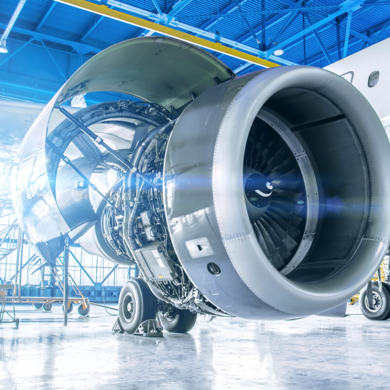 Imge of a Airplane Engine highlighting that Caltherm are specialists in Aerospace industry Ovens