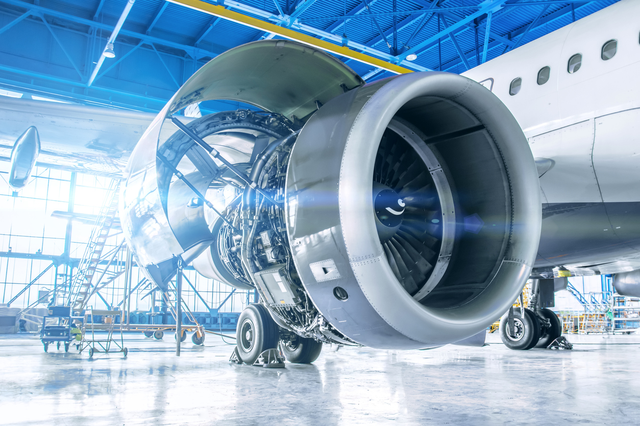 Imge of a Airplane Engine highlighting that Caltherm are specialists in Aerospace industry Ovens