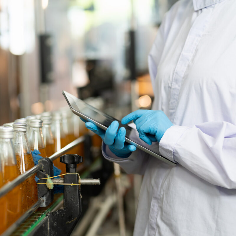 food processing industry - A food processing plant with a worker